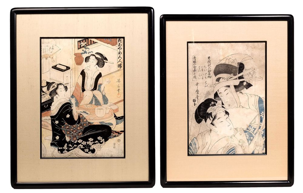 Lot 166: Kikukawa Eizan (Japanese, 1787-1867) and Kitagawa Utamaro (Japanese, 1753-1806) Woodblock Prints