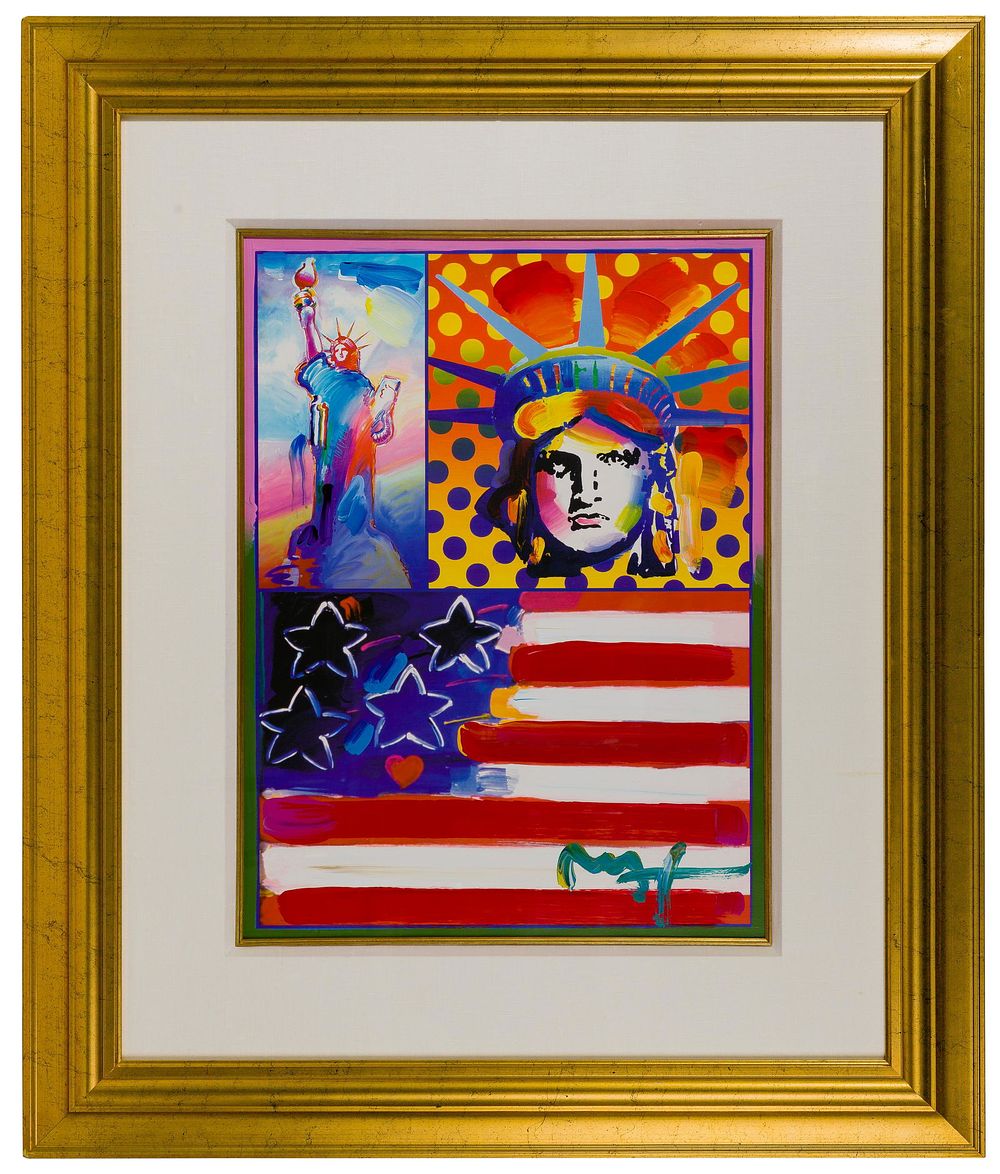 Lot 194: Peter Max (German / American, b.1937) 'God Bless America IV' Mixed Media