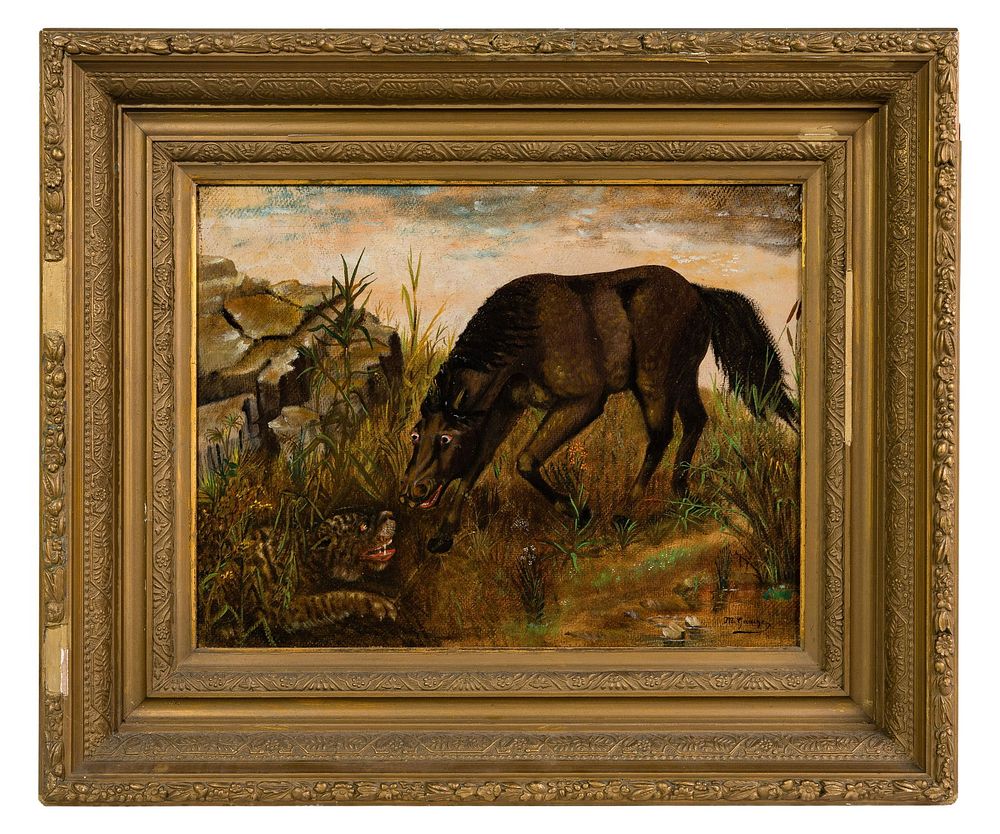 Lot 211: M. Gauche (American, 20th Century) Oil on Masonite