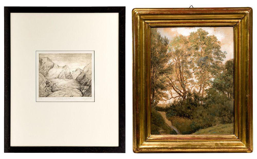 Lot 212: Philipp Roth (German, 1841-1921) Watercolor and Michael Triegel (German, b.1968) Etching