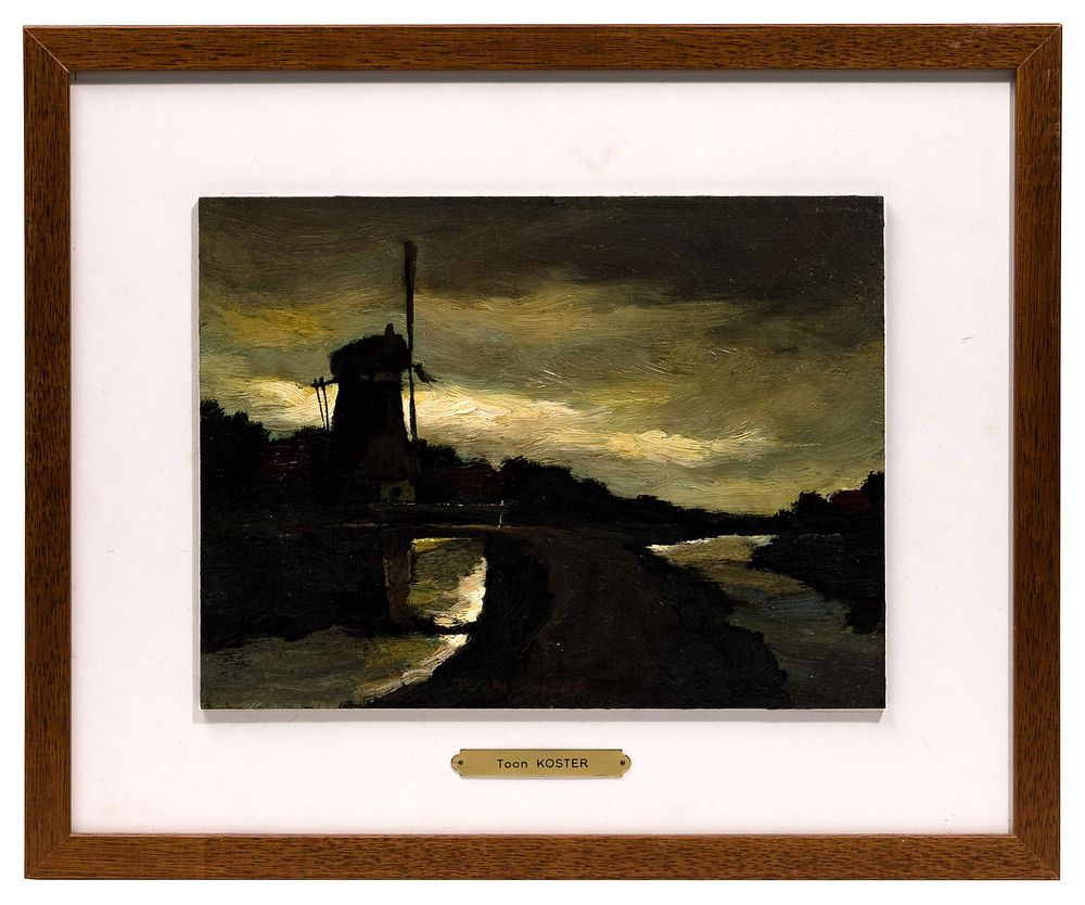 Lot 214: Toon Koster (Dutch, 1913-1990) 'Molen Aan Het Water Met Bruggetje' Oil on Panel