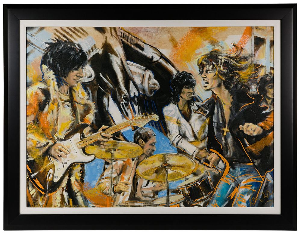 Lot 222: Ronnie Wood (British, b.1947) 'Flatbed 30 yr. Anniversary' Screenprint on Canvas