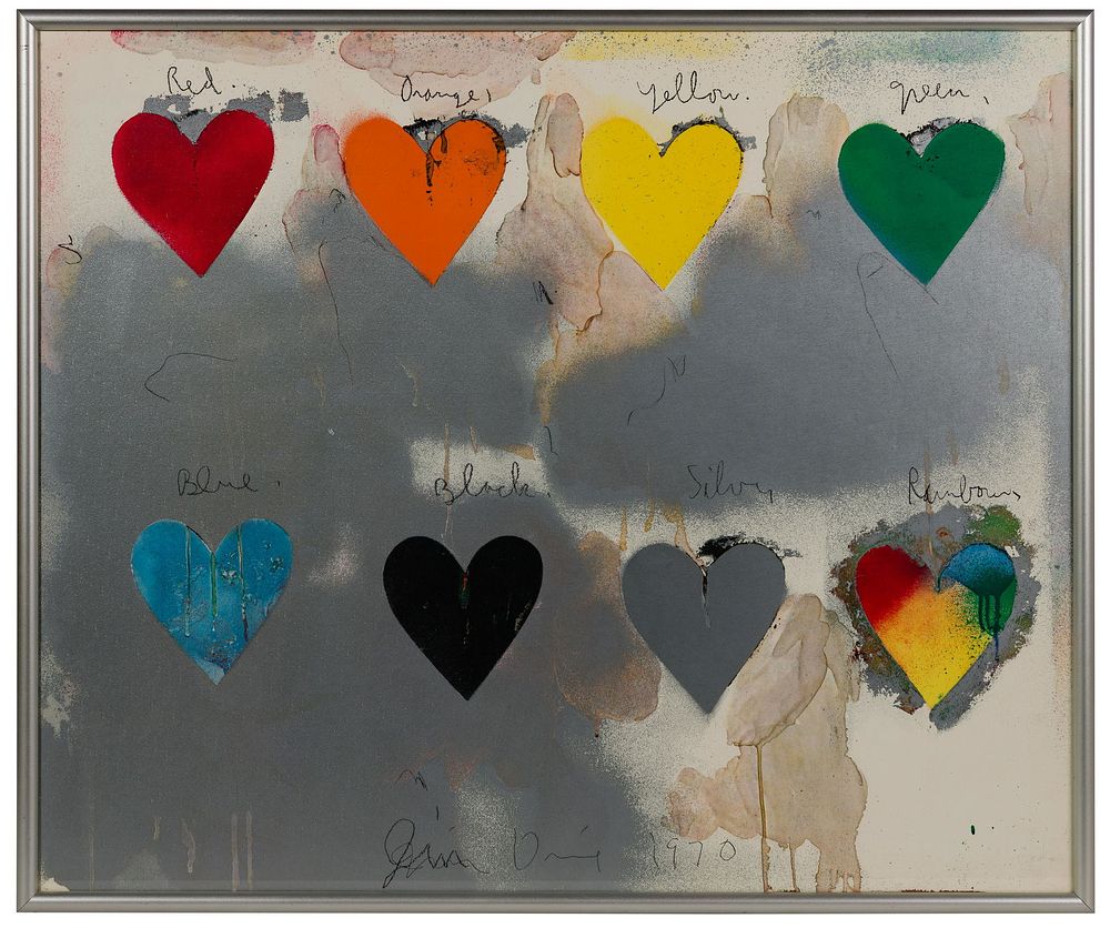 Lot 238: Jim Dine (American, b.1935) 'Eight Hearts' Screenprint