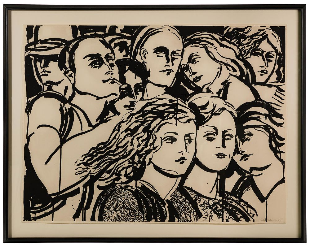Lot 240: Lester Johnson (American, 1919-2010) 'Passing Image' Etching