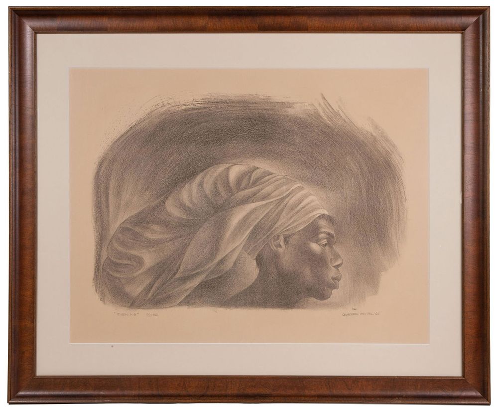 Lot 254: Charles White (American, 1918-1979) 'Evening' Lithograph