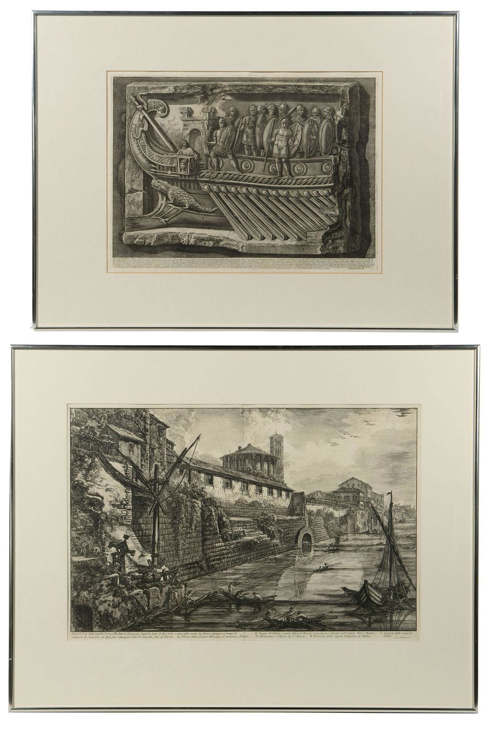 Lot 255: Giovanni Battista Piranesi (Italian, 1720-1778) 'View of the Tiber Island' Engravings