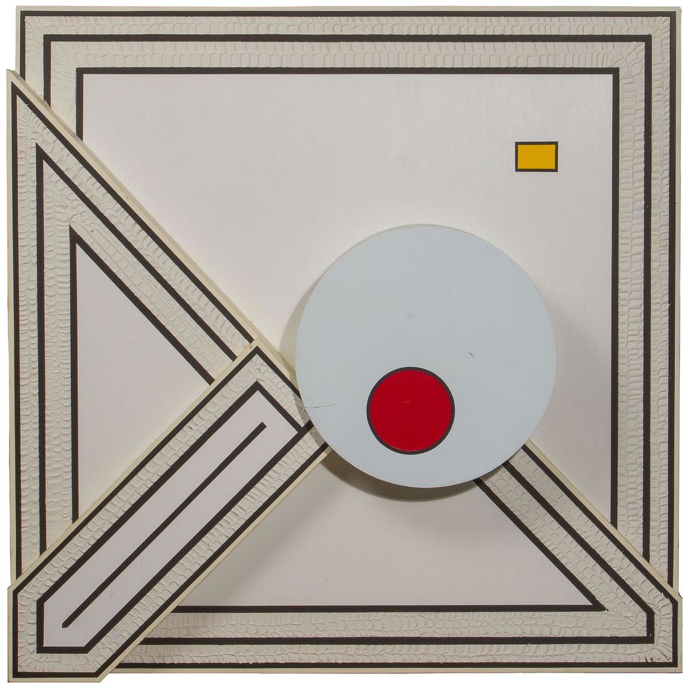 Lot 279: Paul Hedrich (American, 20th Century) 'The Big It' Painted Wood Wall Sculpture