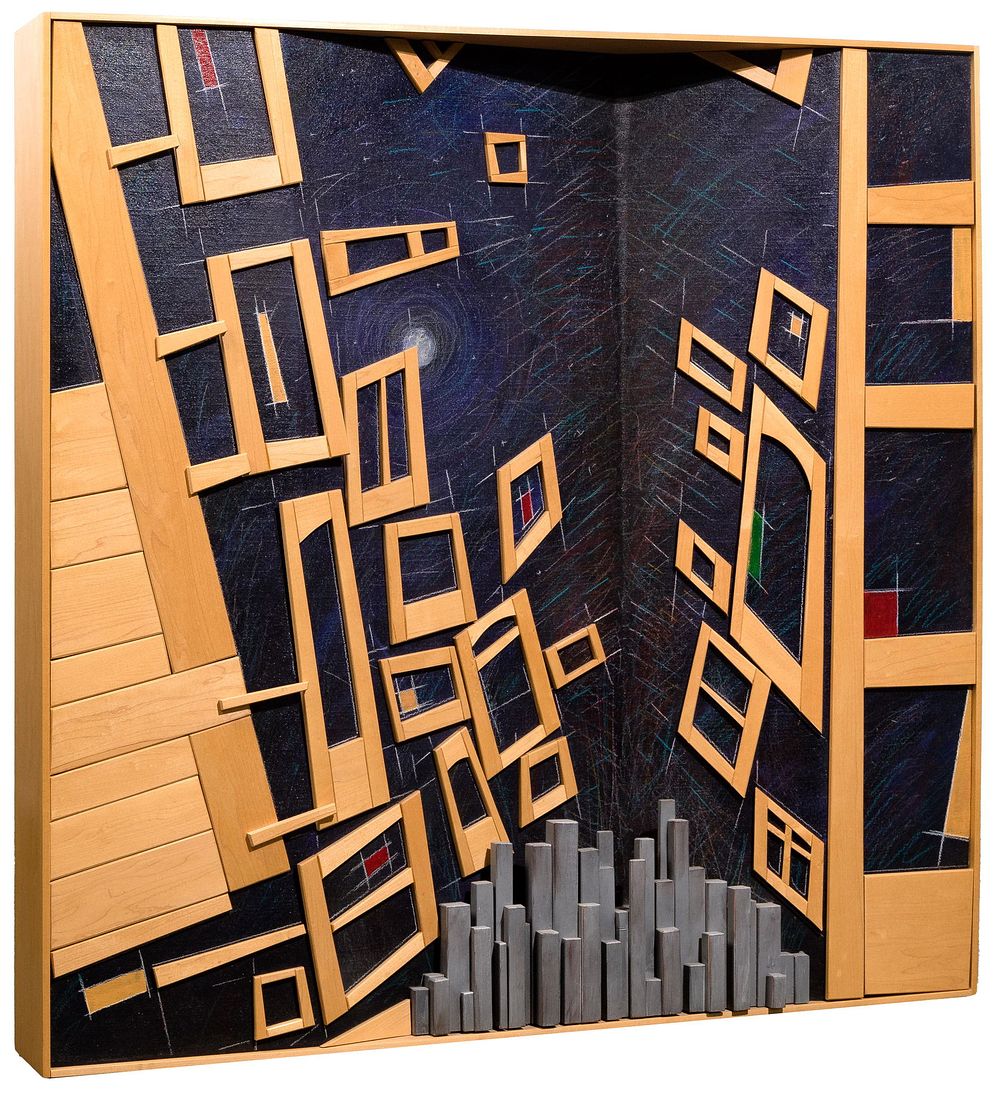 Lot 281: Larry Hoy (American, 20th Century) 'Openings V' Mixed Media Wall Sculpture