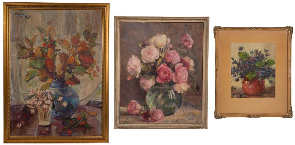Lot 288: Multiple Artists (Continental School, 20th Century) Floral Still Life Painting Assortment
