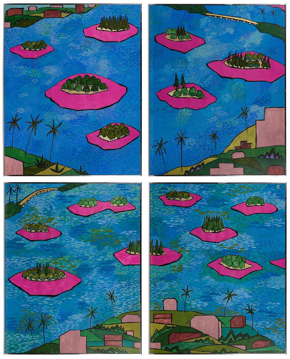 Lot 296: Unknown Artist (American, 20th Century) 'Homage to Christo and Jeanne-Claude' Gouaches on Paper