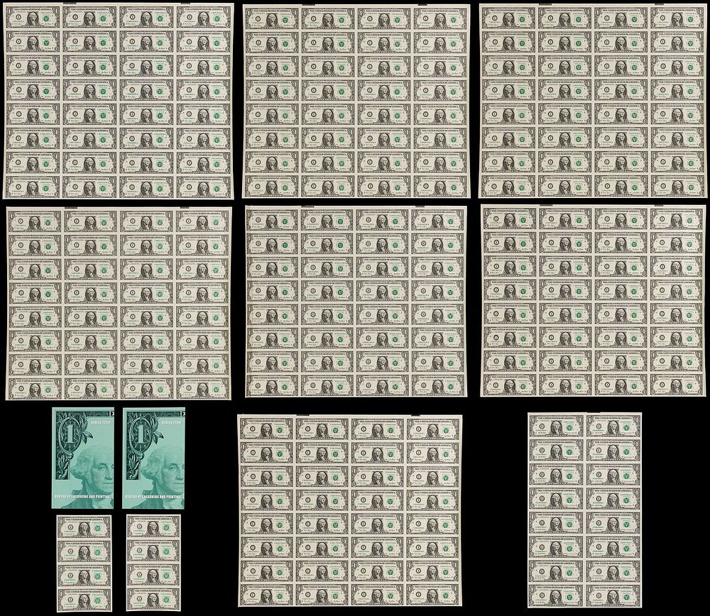 Lot 307: Federal Reserve $1 Note Uncut Sheet Collection