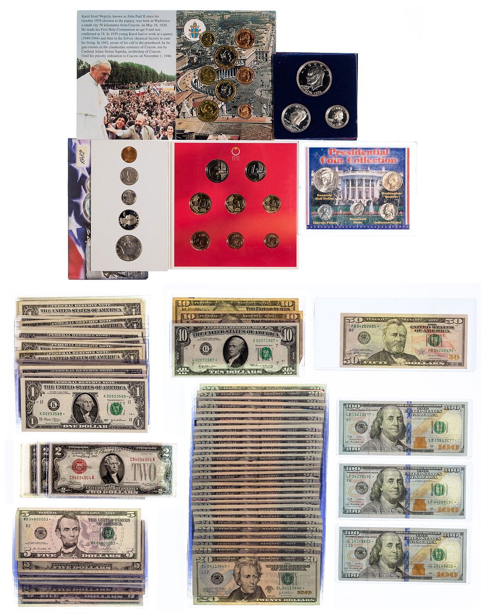 Lot 308: US Currency and Coin Assortment