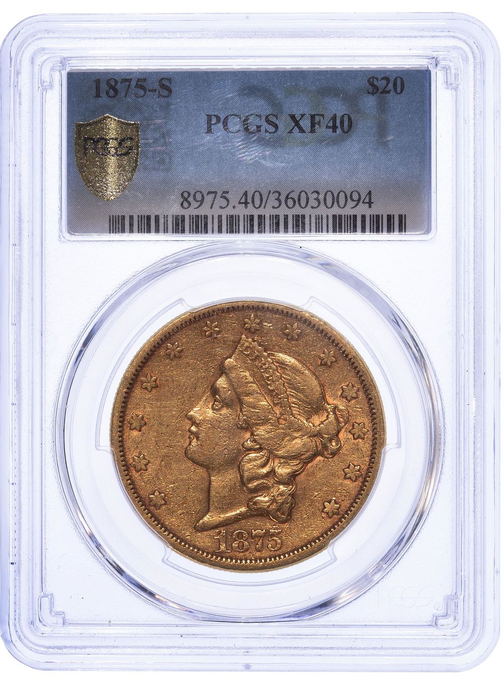 Lot 311: 1875-S $20 Gold XF-40 PCGS