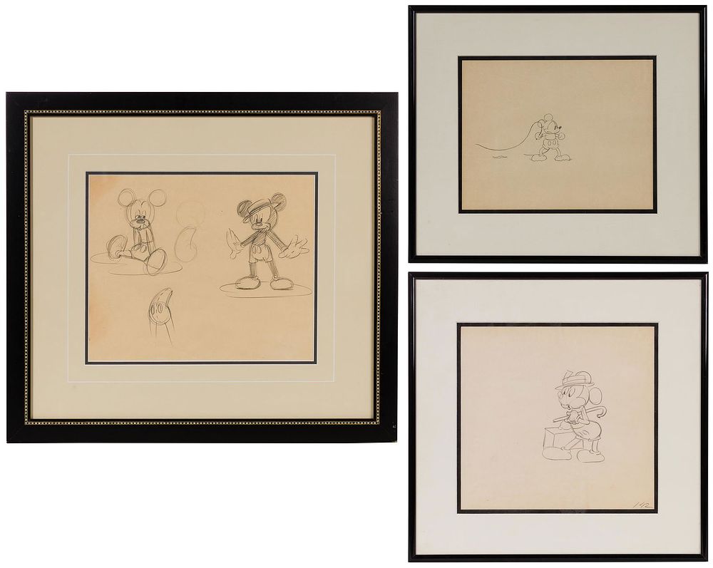 Lot 361: Unknown Artist (American, 20th Century) Disney 'Mickey Mouse' Pencil on Paper Cel Assortment