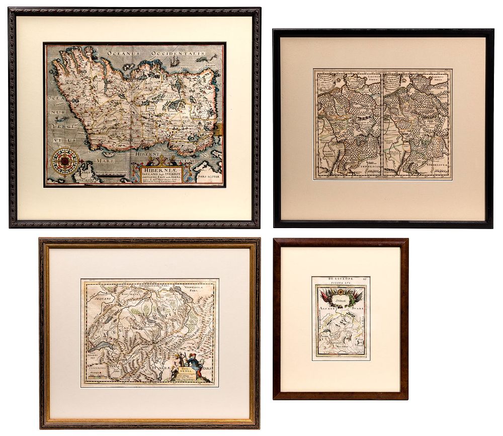 Lot 366: Hand Colored 17th to 18th Century Map Engraving Assortment