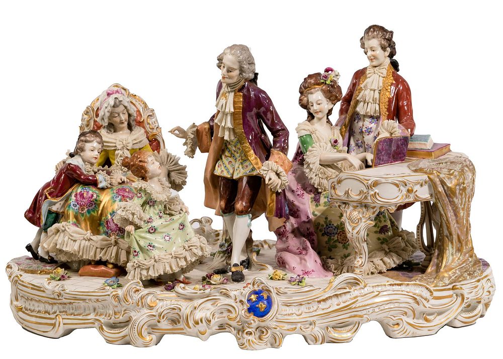 Lot 405: Aelteste Volkstedter Porcelain Figural Grouping