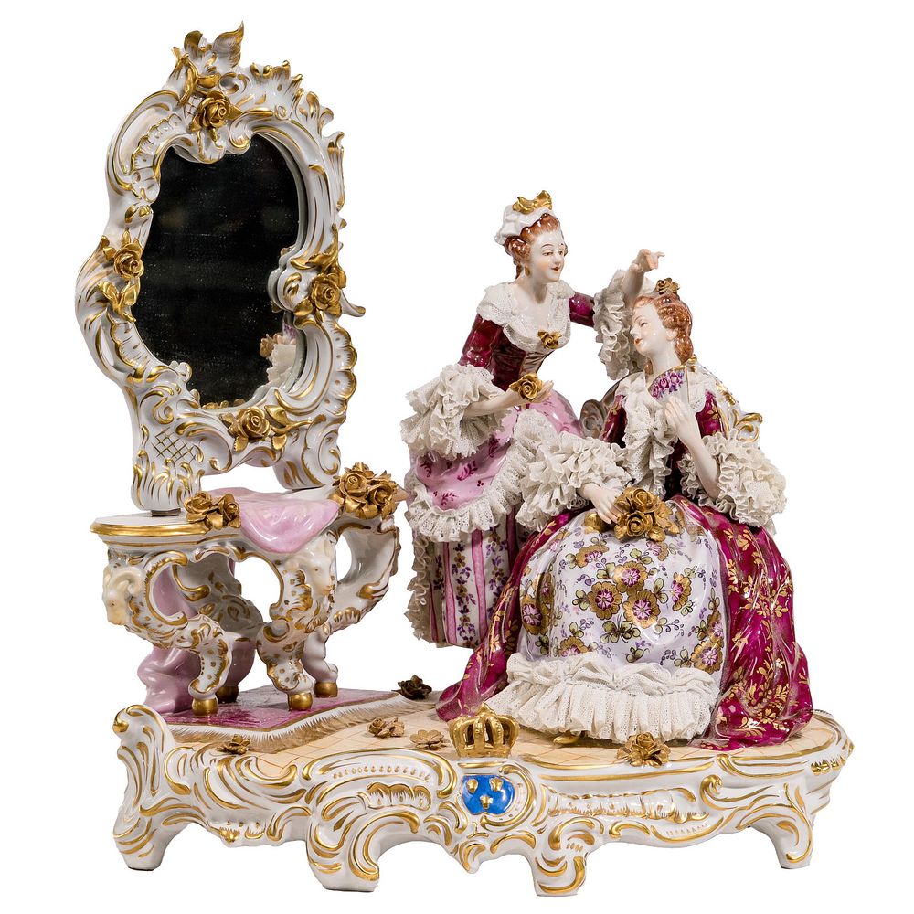 Lot 407: German Rococo Style Porcelain Figural Grouping