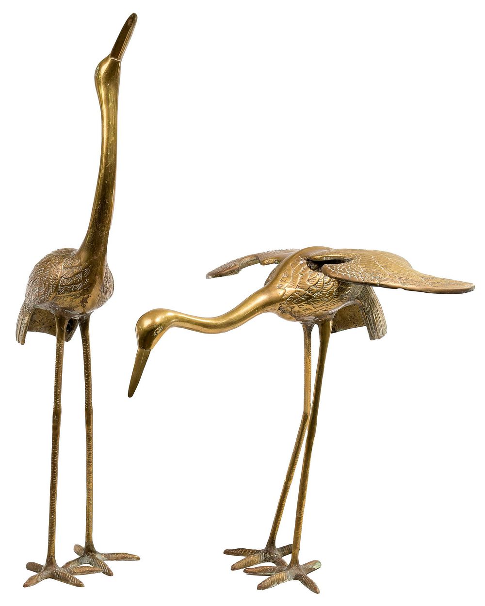 Lot 413: Brass Crane Sculptures