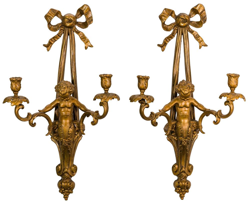 Lot 417: Louis XVI Style Gilt Metal Sconces