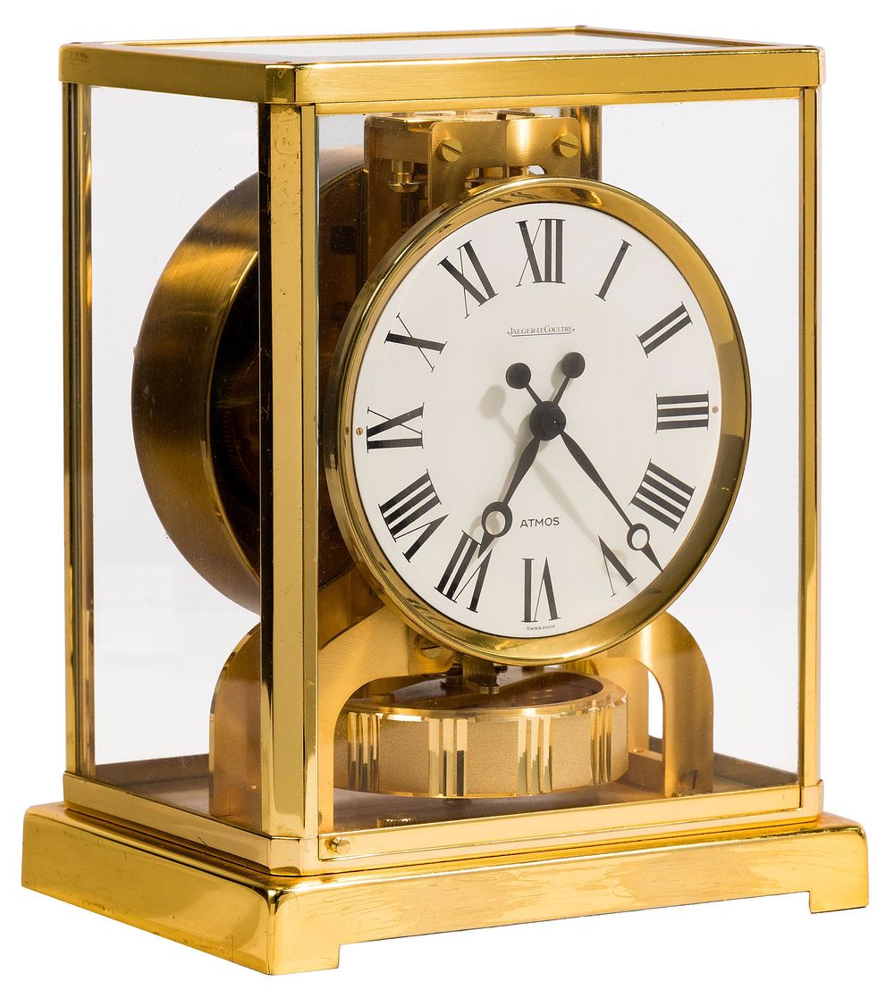 Lot 452: Jaeger LeCoultre Atmos Brass Mantle Clock
