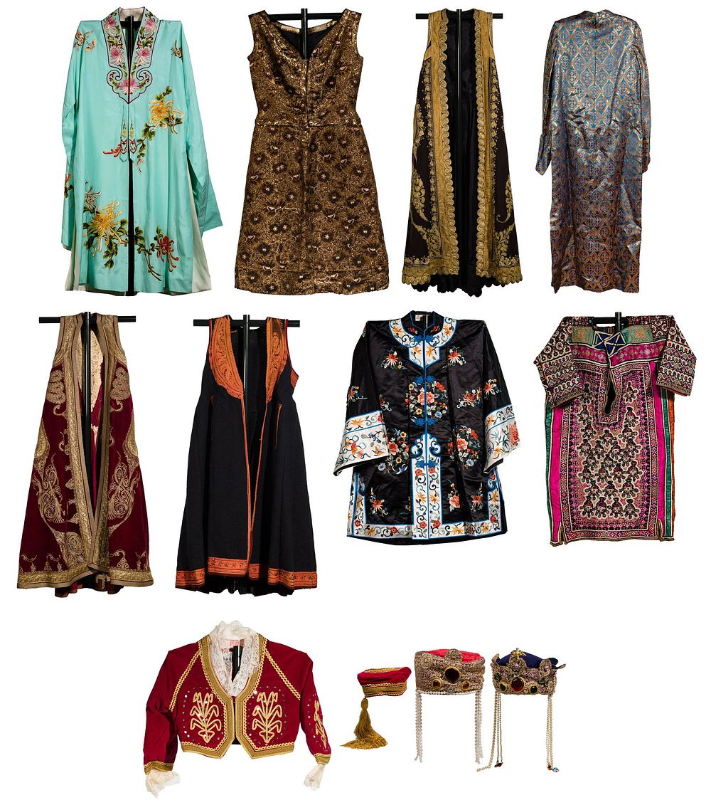Lot 458: Ethnographic and Designer Clothing and Hat Assortment
