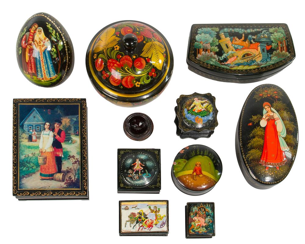 Lot 467: Russian Lacquer Box Assortment