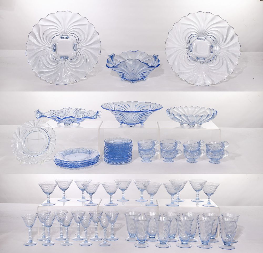 Lot 471: Cambridge 'Caprice Blue' Glass Dishware Assortment