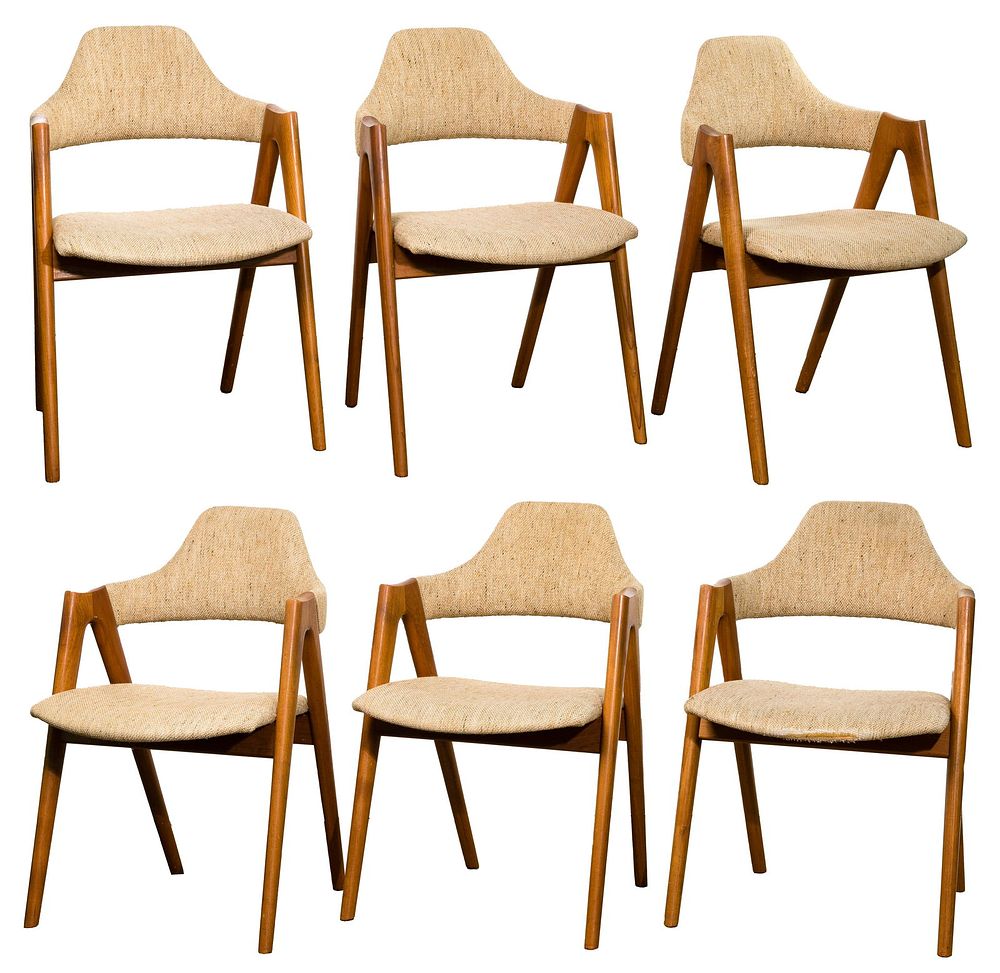 Lot 490: (Attributed to) Kai Kristiansen Danish Modern Teak Upholstered 'Compass' Armchair Collection