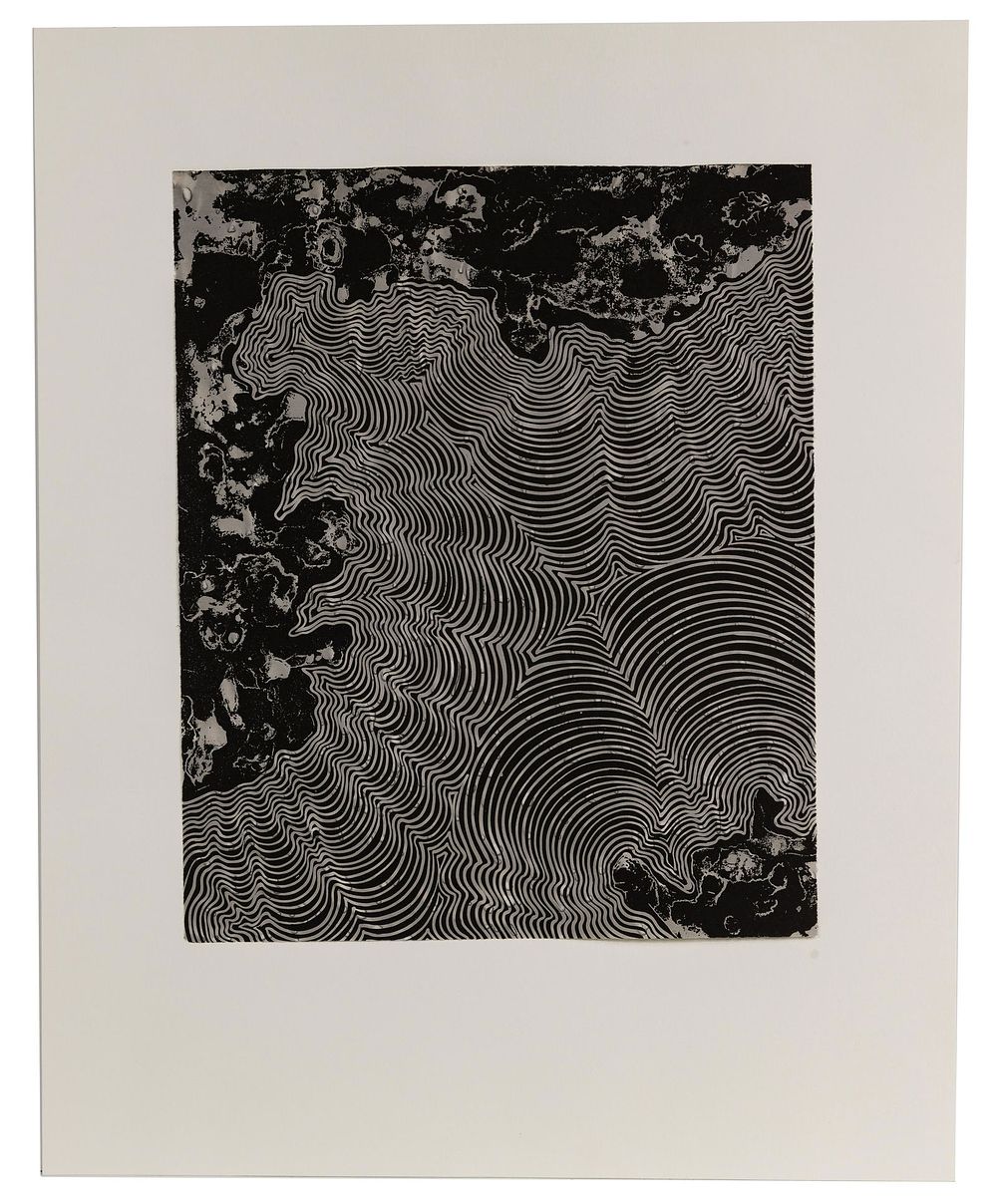 Lot 157: Barbara Takenaga (American, b.1949) 'Black Lines on Gray Meteor' Relief Solar Plate