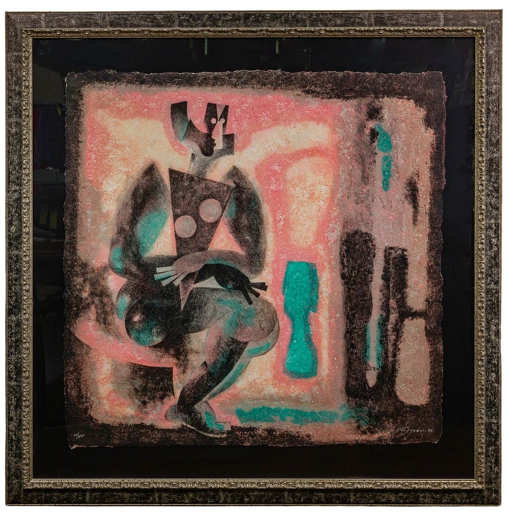 Lot 168: Byron Galvez (Mexican, 1941-2009) 'One Step' Acryligraph
