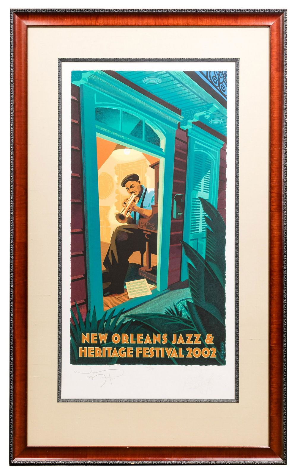 Lot 170: Wynton Marsalis and Paul Rogers '2002 New Orleans Jazz Fest' Lithograph