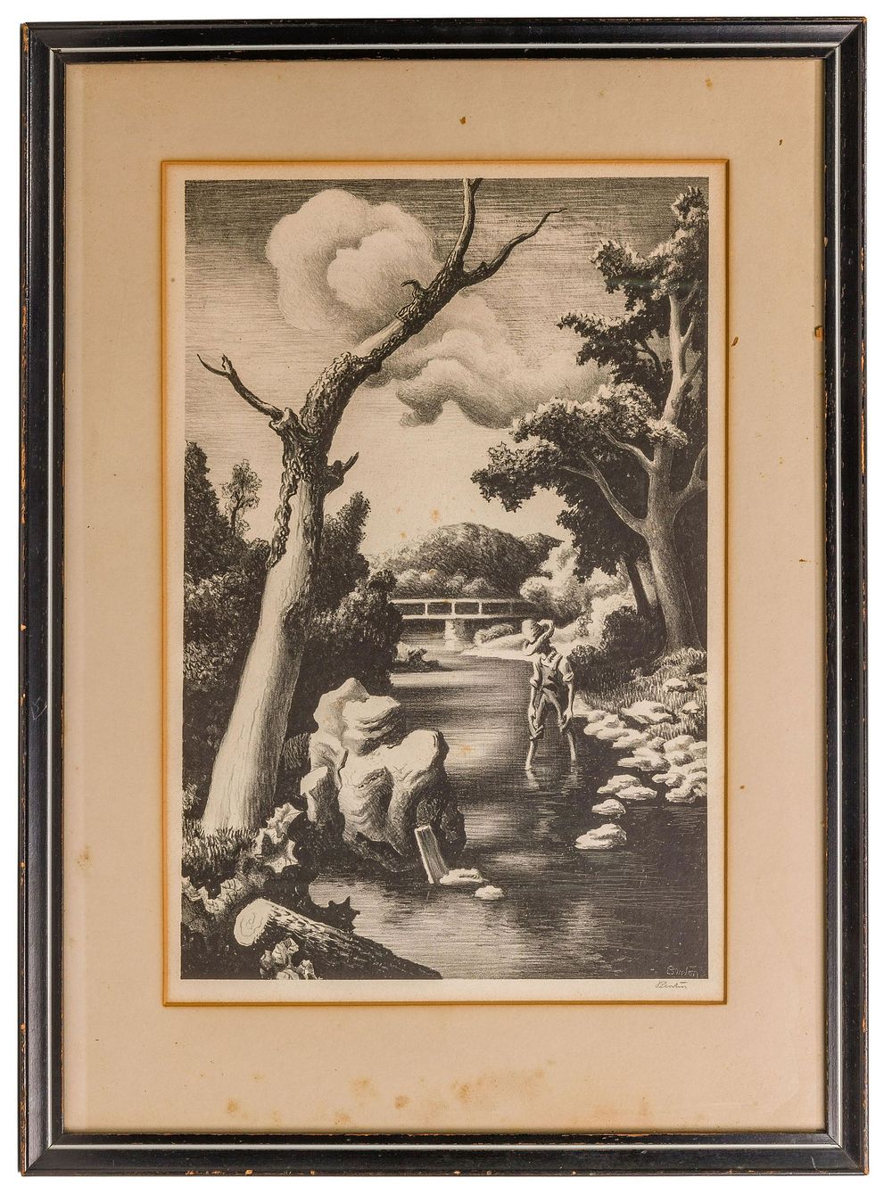 Lot 172: Thomas Hart Benton (American, 1889-1975) 'Shallow Creek' Lithograph