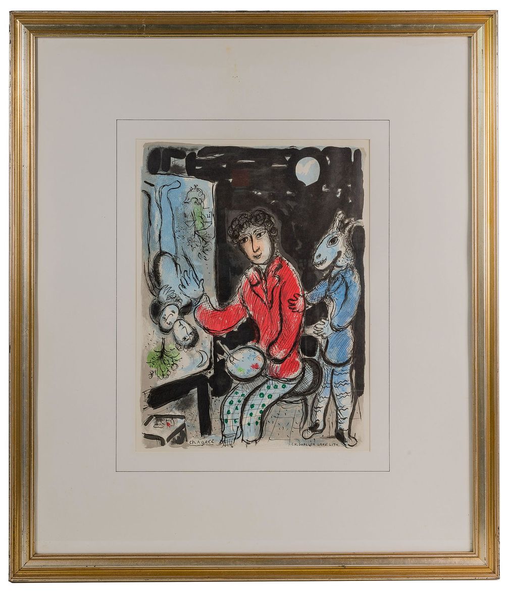 Lot 174: Marc Chagall (Russian / French 1887-1985) 'Painter in the Workshop (The Lovers)' Lithograph