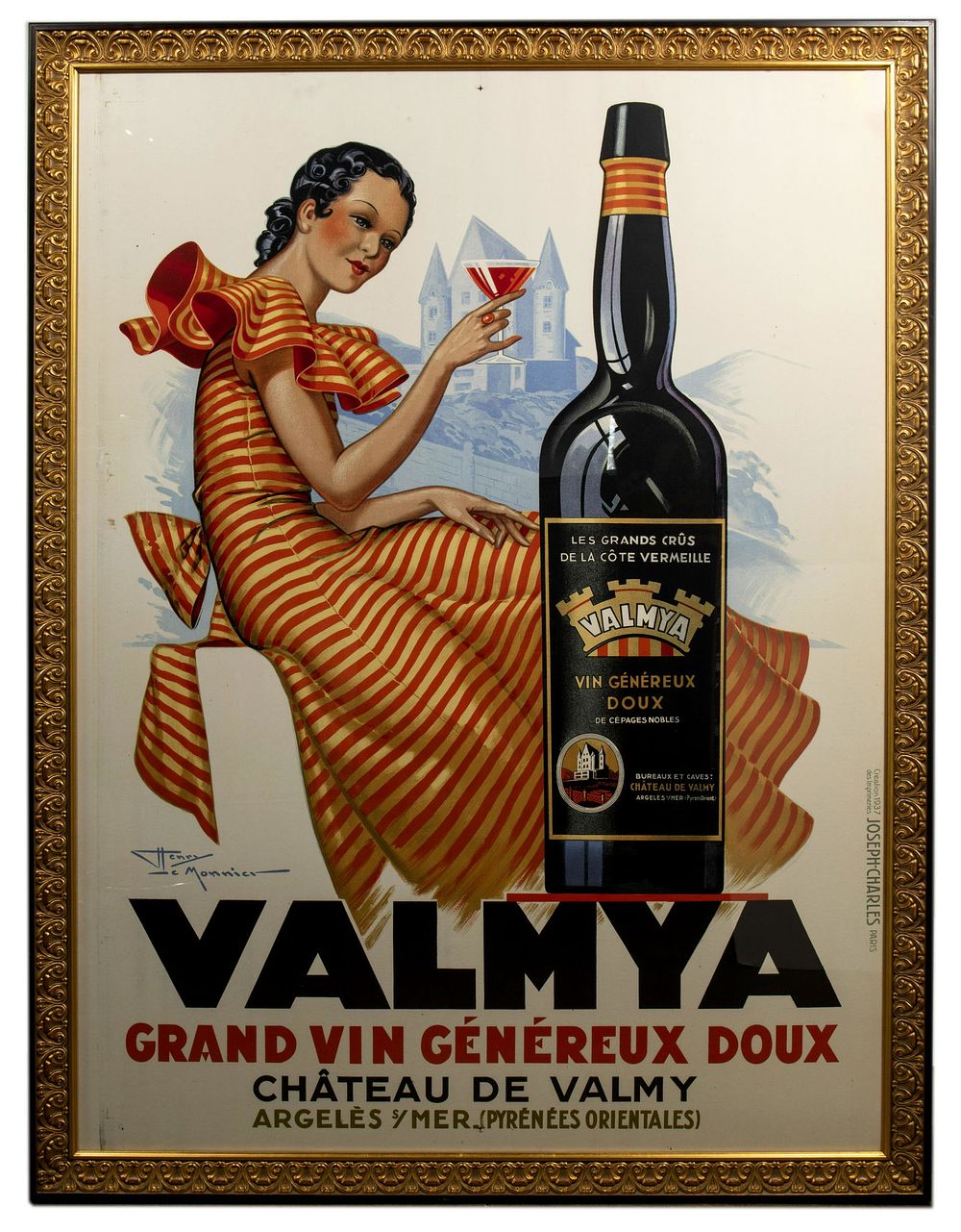 Lot 175: Henri LeMonnier (French, 1893-1978) 'Valmya Grand Vin Genereux Doux' Lithograph Poster