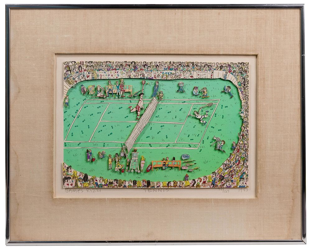 Lot 186: James Rizzi (American, 1950-2011) 'Tennis' Paper Sculpture