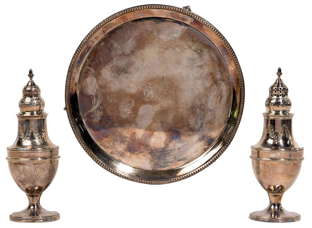 Lot 209: Hester Bateman George III Sterling Silver Table Articles