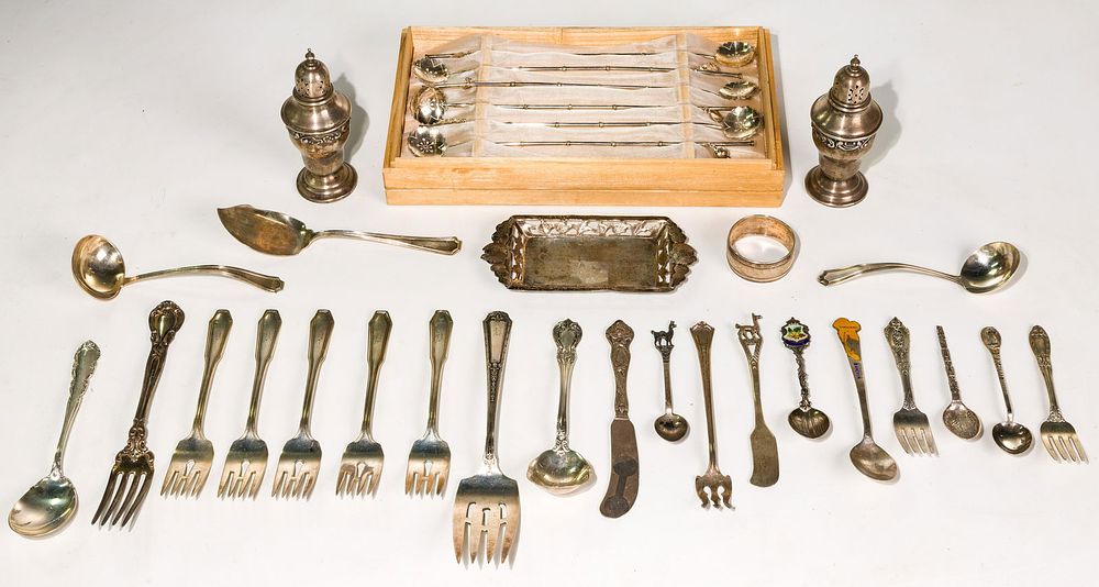 Lot 235: Sterling Silver Tableware Assortment