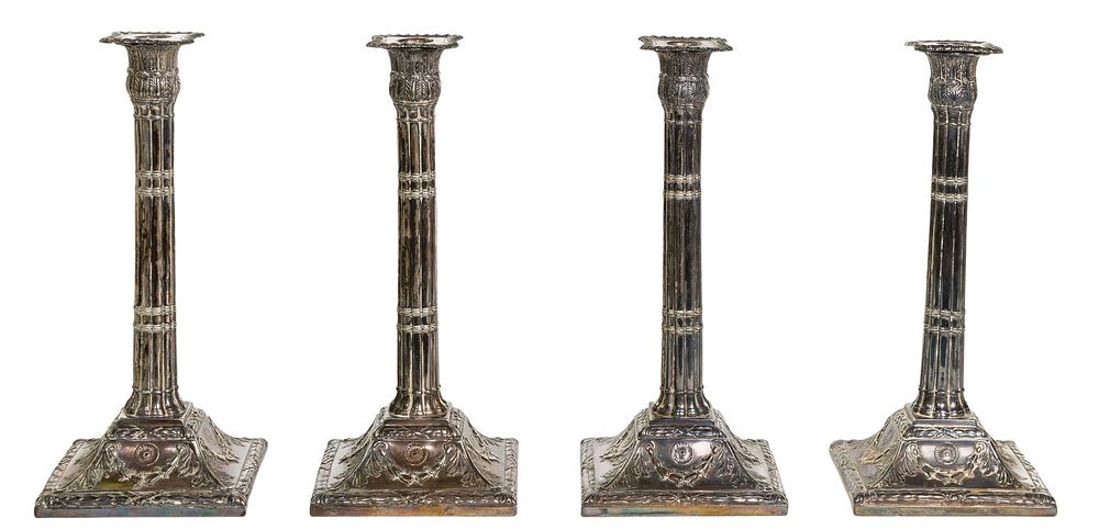 Lot 236: Egyptian Revival Silverplate Candlestick Collection