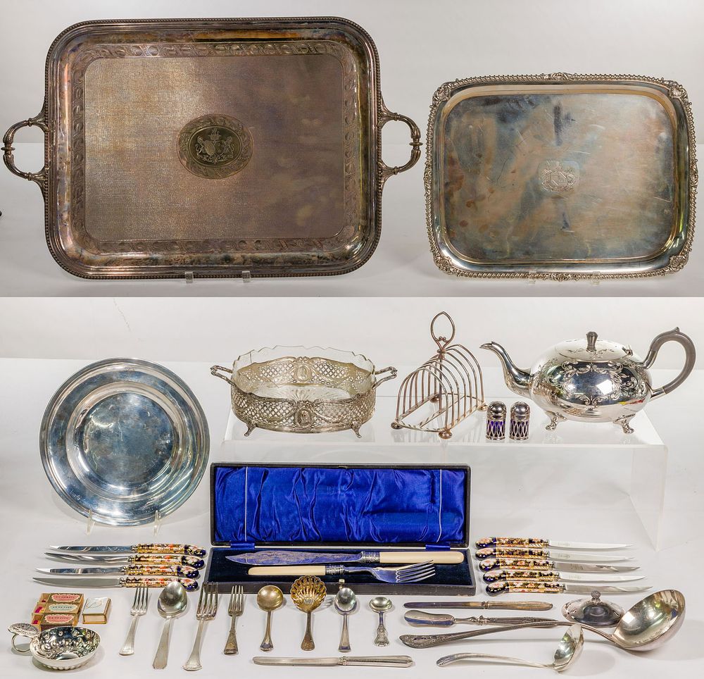 Lot 237: Silverplate Hollowware and Flatware Assortment