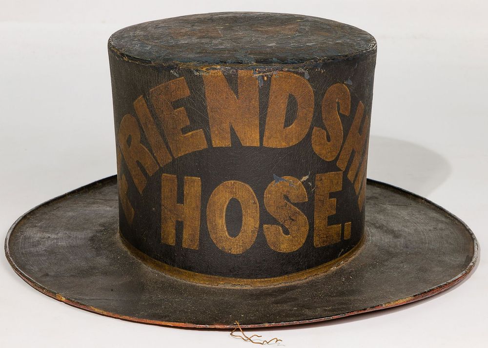 Lot 328: Fireman Painted Leather Parade Hat