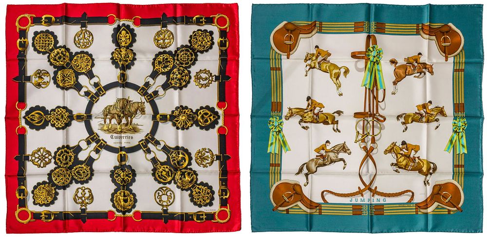 Lot 338: Hermes Silk Scarves