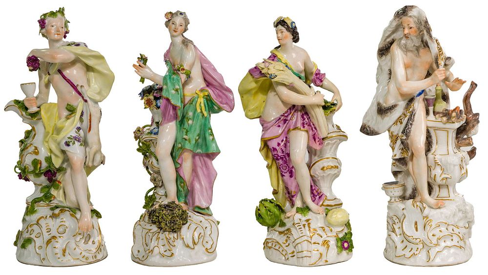 Lot 346: Meissen 'Four Seasons' Porcelain Figurine Collection