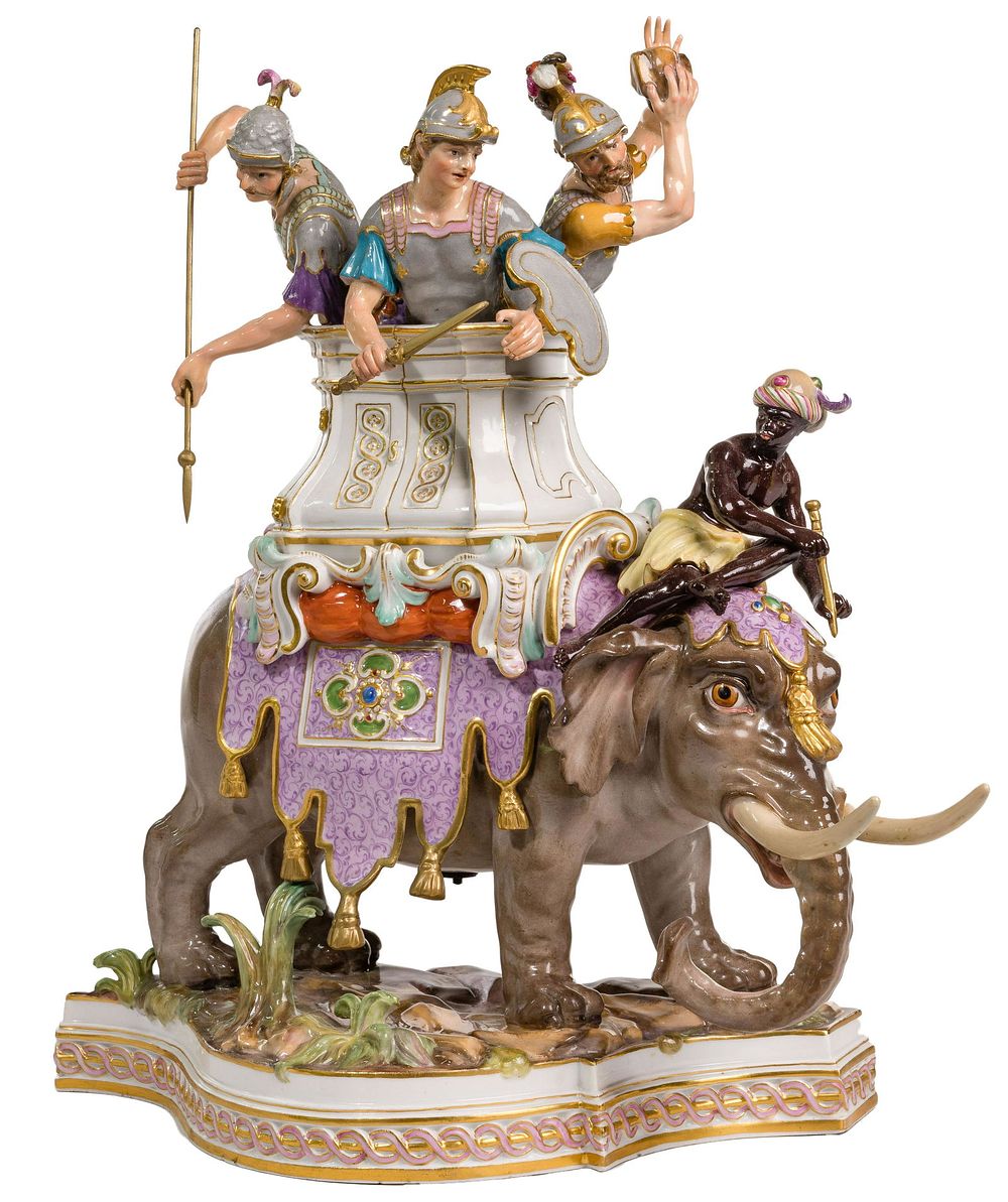 Lot 356: Meissen War Elephant Figural Group
