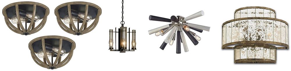 Lot 359: Feiss Wood and Metal Ceiling Light Assortment