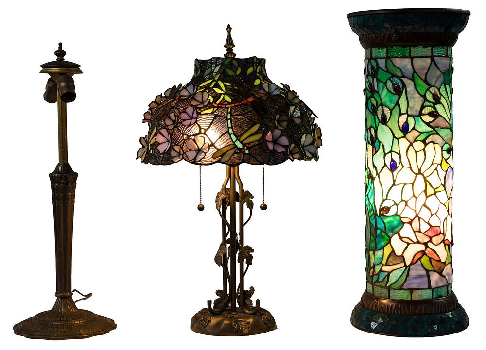 Lot 363: Lamp Base, Lamp and Lighted Pedestal
