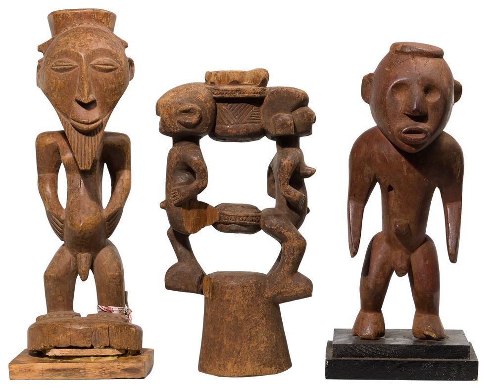 Lot 390A: African and Oceanic Carved Wood Figure Assortment