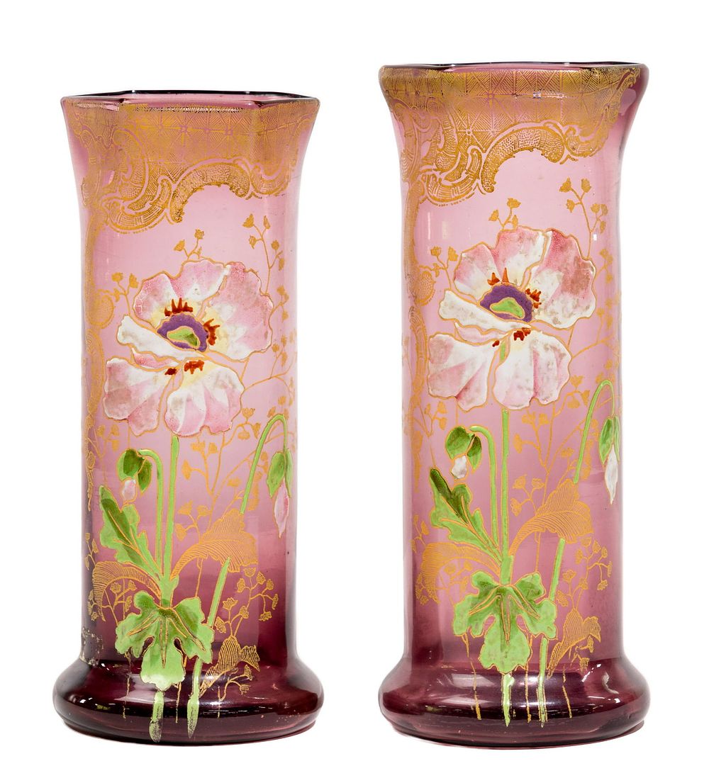 Lot 397: (Attributed to) Francois Theodore Legras Art Glass Vases