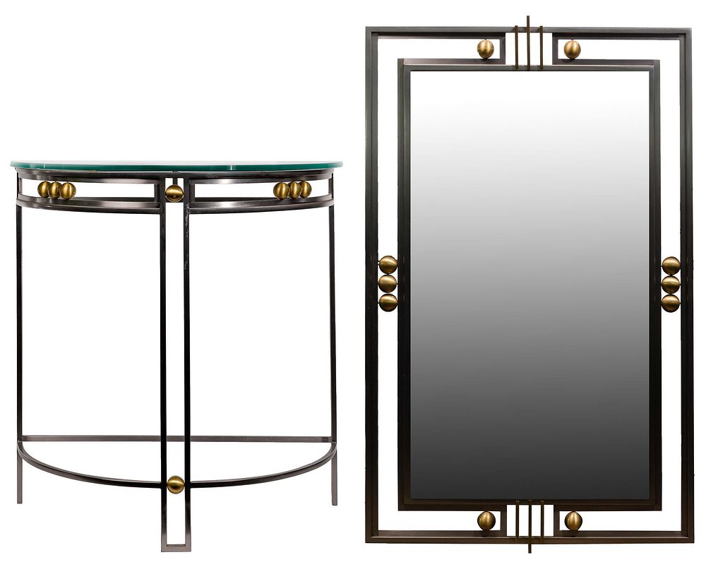 Lot 438: Fredrick Ramond Mirror and Console Table
