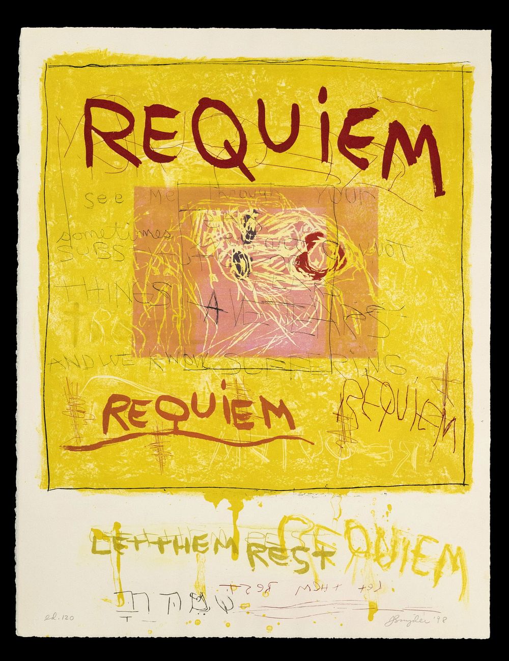 Lot 159: Joan Snyder (American, b.1940) 'Requiem, Let Them Rest' Mixed Media Print