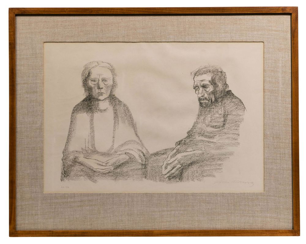 Lot 172: Kathe Kollwitz (German, 1867-1945) 'Die Eltern Der Kustlerin' Lithograph